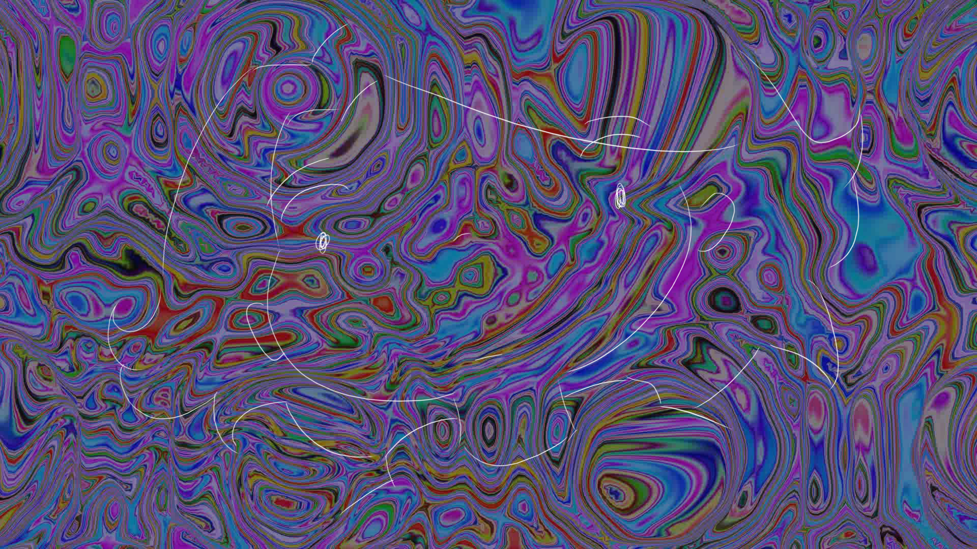 A line drawing of a person's head atop a colorful background.